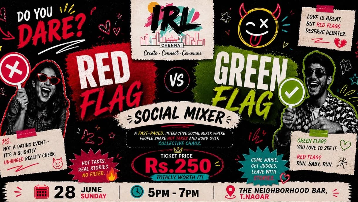 Red Flag vs Green Flag Social Mixer blur